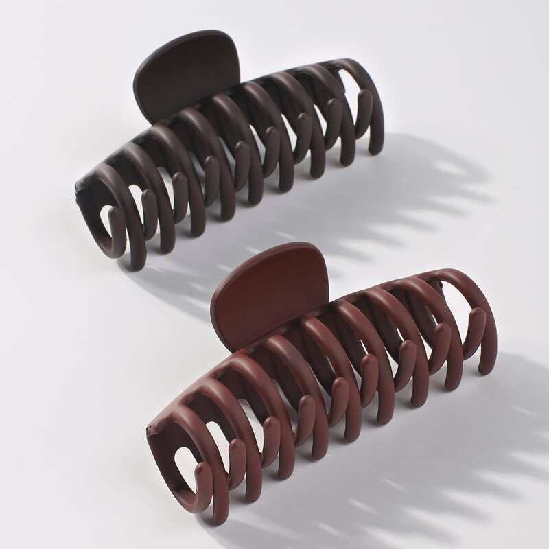

2pcs Solid Hair Claw, Multicolor