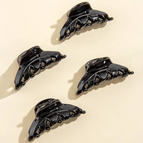 

4pcs Simple Hair Claw, Black
