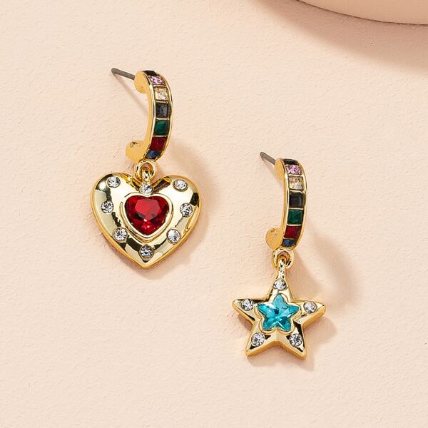 

Star & Heart Drop Earrings, Gold