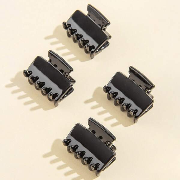 

4pcs Simple Hair Claw, Black