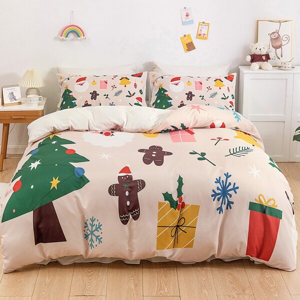

Christmas Pattern Duvet Cover Set Without Filler, Multicolor