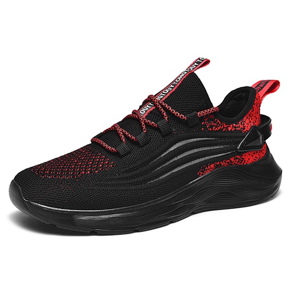 

Men Letter Graphic Breathable Lace-up Front Running Shoes, Black