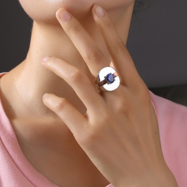 

Rhinestone Decor Ring, Silver