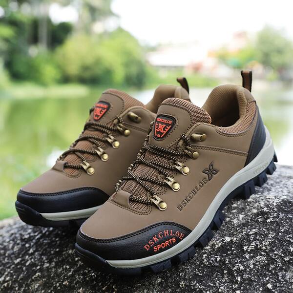 

Men Letter Graphic Hiking Shoes, Brown