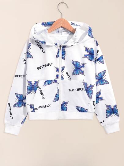 Butterfly Back Zip Up Hooded Jacket