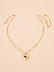 Heart Charm Necklace - Yellow Gold - View 2