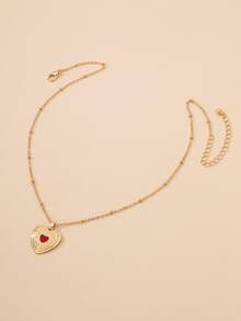 Heart Charm Necklace - Yellow Gold - View 3
