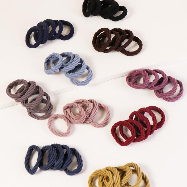 

50pcs Girls Solid Hair Tie, Multicolor