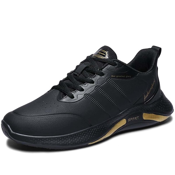 

Men Metallic Letter Graphic Running Shoes, Black
