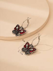 蝴蝶裝飾耳墜 - 復古銀色 - 查看 4