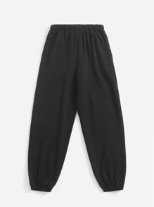 SHEIN Quần thể thao Con gái Túi Tim Slogan - màu đen - Xem 2