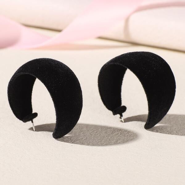 

Solid Open Hoop Earrings, Black