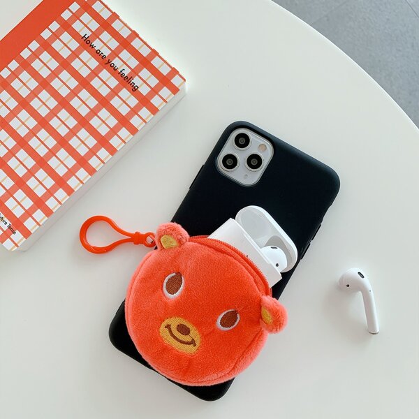 

Cartoon Animal Design Wallet Phone Case, Black