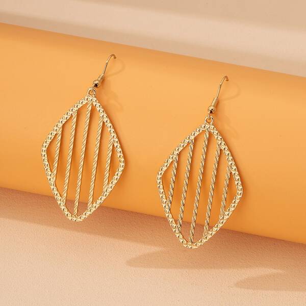 

Hollow Out Geometric Drop Earrings, Gold