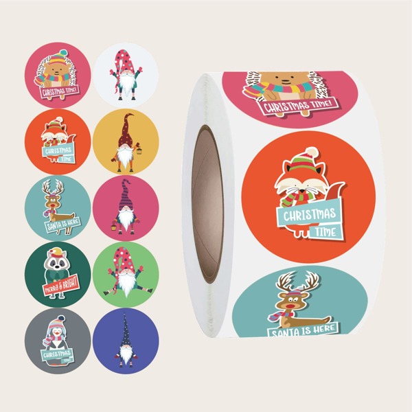 

1roll Christmas Cartoon Graphic Sticker, Multicolor