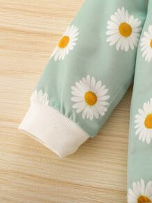 Bebé con estampado floral de manga raglán Sudadera & Pantalones deportivos - verde menta - Ver 4