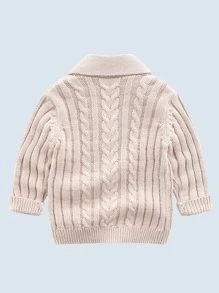 Baby Shawl Collar Cable Knit Cardigan - Apricot - View 2