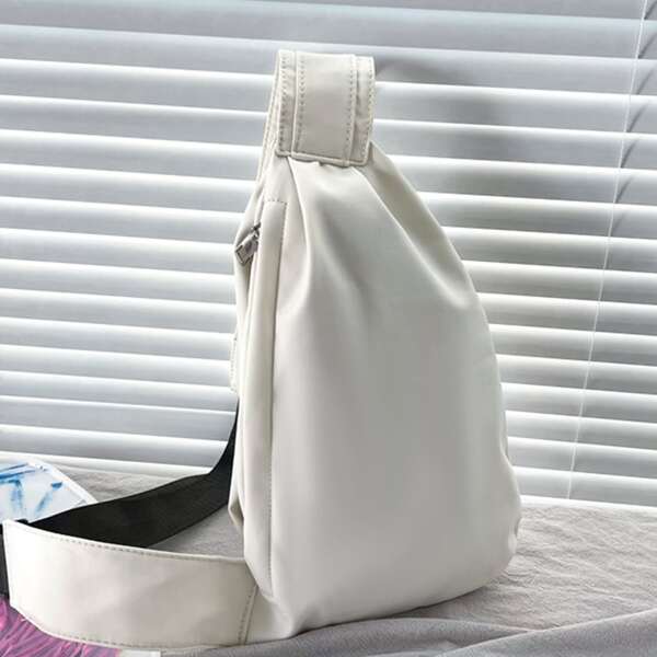 

Men Nylon Sling Bag, White