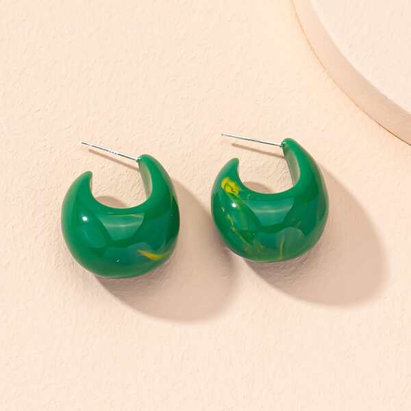 

1pair Resin Decor Earrings, Green