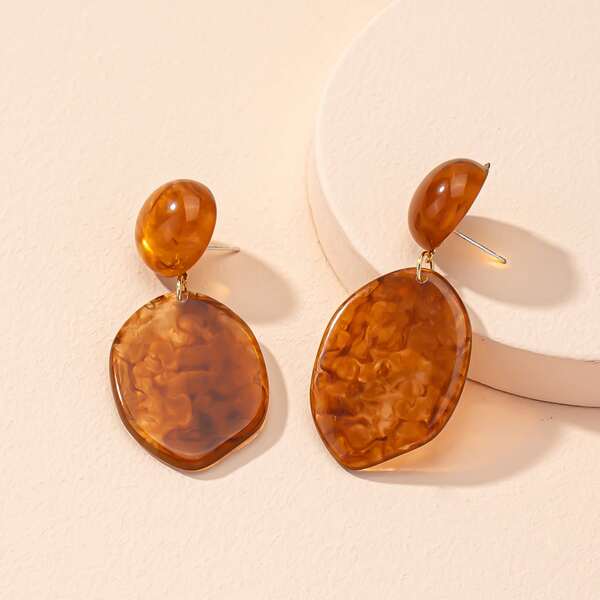 

Resin Drop Earrings, Brown