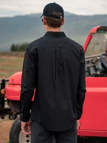 Men Solid Button Front Shirt