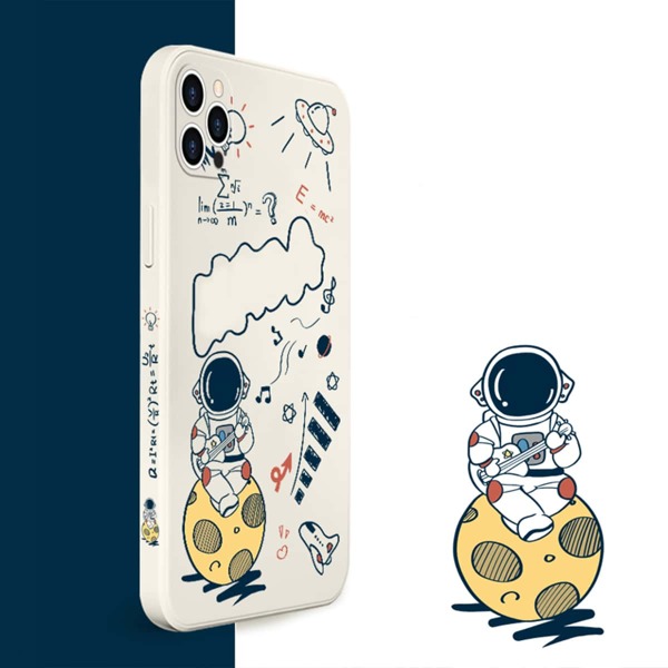 

Cartoon Astronaut Print Phone Case, Apricot
