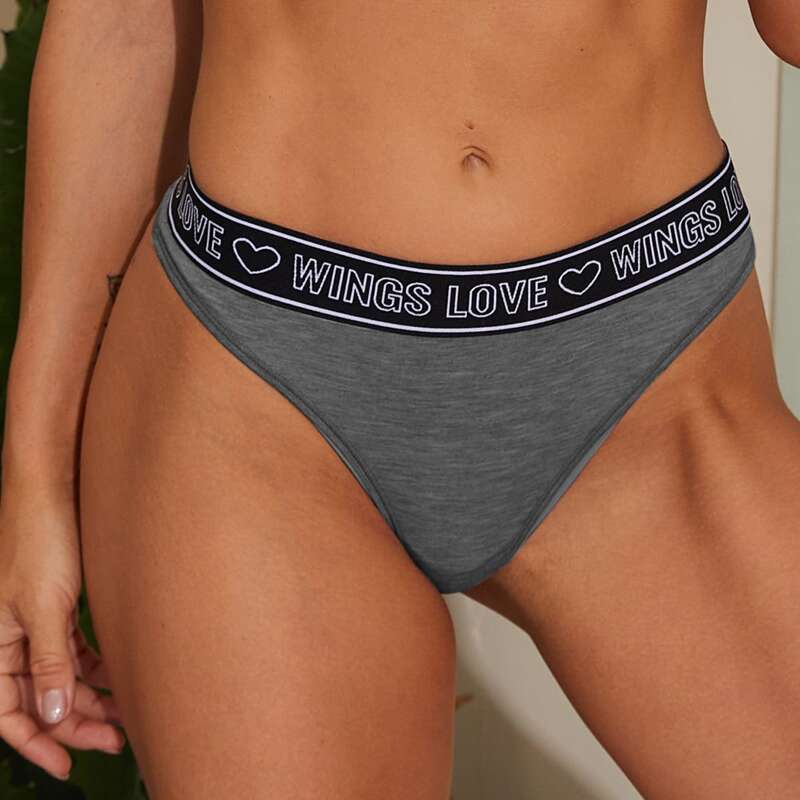 

Letter & Heart Tape Panty, Dark grey