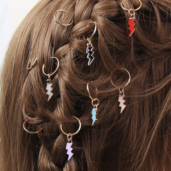 

16pcs Lightning Charm Hair Ring, Multicolor
