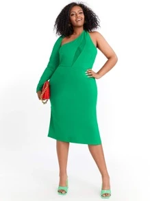 Ana M Designs Plus Asymmetrical Neck Dress