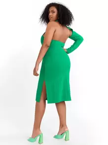 Ana M Designs Plus Asymmetrical Neck Dress