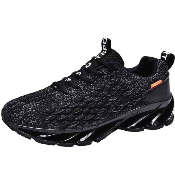 

Men Letter Graphic Knit Detail Lace-up Front Sneakers, Black