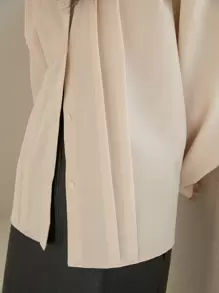 DAZY 素色褶皺襯衫 - 杏色 - 查看 6