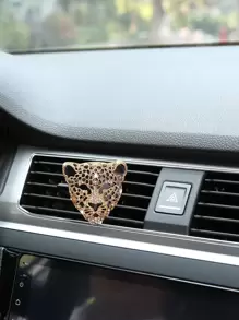 水钻豹头汽车空气清新剂夹，金属豹头汽车空调出风口装饰，豹纹汽车内饰装饰夹，装饰风格汽车配件，适合女性汽车配件，水钻豹纹汽车香薰夹，汽车装饰香氛礼品，女士汽车内饰装饰套装 - 金色 - 查看 2