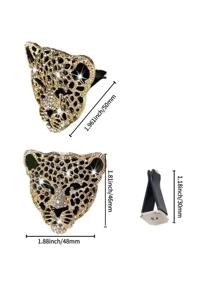 水钻豹头汽车空气清新剂夹，金属豹头汽车空调出风口装饰，豹纹汽车内饰装饰夹，装饰风格汽车配件，适合女性汽车配件，水钻豹纹汽车香薰夹，汽车装饰香氛礼品，女士汽车内饰装饰套装 - 金色 - 查看 3