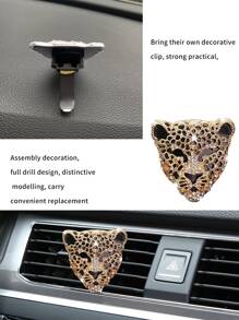 水钻豹头汽车空气清新剂夹，金属豹头汽车空调出风口装饰，豹纹汽车内饰装饰夹，装饰风格汽车配件，适合女性汽车配件，水钻豹纹汽车香薰夹，汽车装饰香氛礼品，女士汽车内饰装饰套装 - 金色 - 查看 5