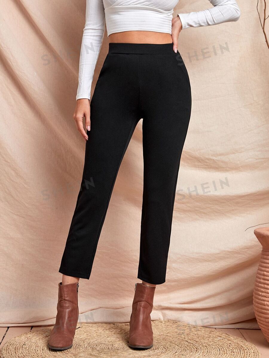 EMERY ROSE Pantalones unicolor con bolsillo oblicuo