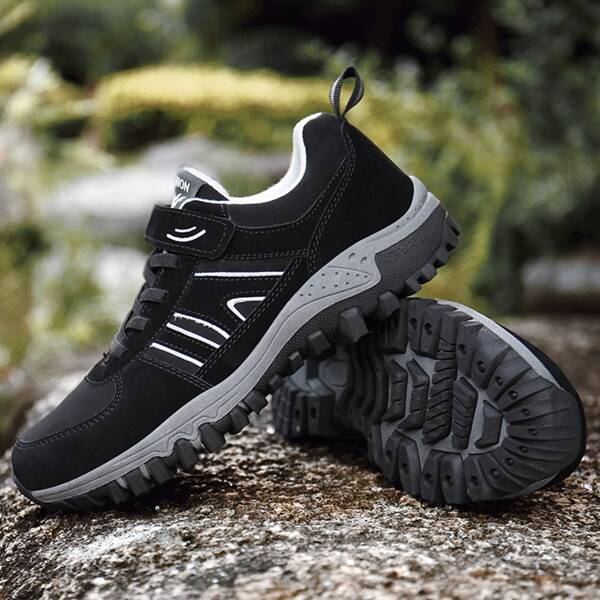 

Men Suede Stitch Detail Lace-up Front Sneakers, Black