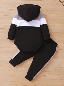 Baby Boy Color Block Hooded Bodysuit & Sweatpants - Multicolor - View 2