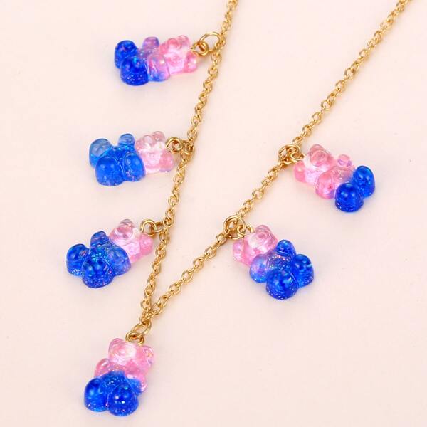 

Bear Pendant Necklace, Multicolor