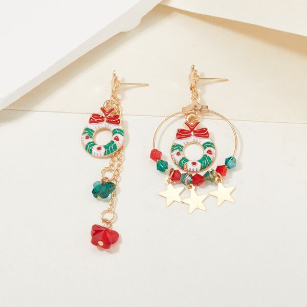 

Christmas Star Charm Drop Earrings, Multicolor