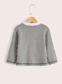 小男童豎條紋圖案套頭毛衣 - 黑與白 - 查看 2