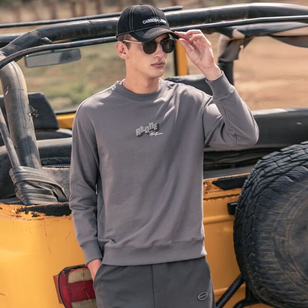 

Men Letter Graphic Pullover, Grey