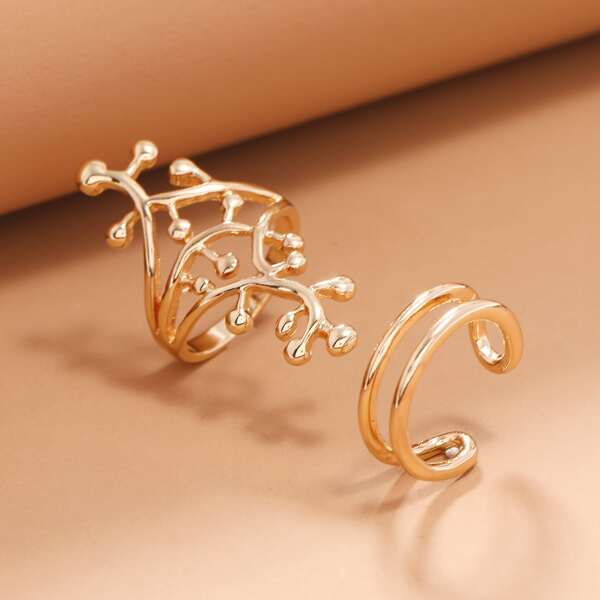 

2pcs Hollow Out Ring, Gold