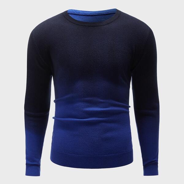 

Men Round Neck Ombre Sweater, Multicolor
