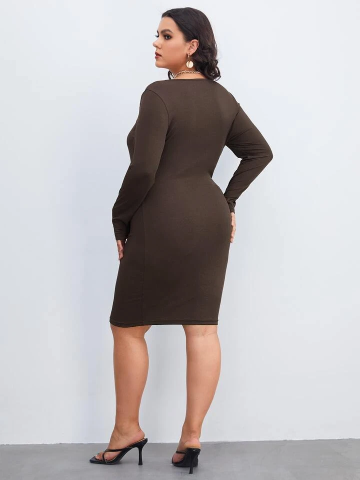 Our Plus Solid Square Neck Bodycon Dress is such a vibe