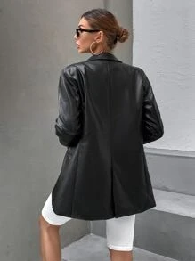 Áo khoác  âu phục nữ màu trơn Giải trí - màu đen - Xem 2