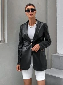 Áo khoác  âu phục nữ màu trơn Giải trí - màu đen - Xem 4