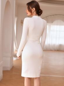 Modelyn Flap Detail Button Through Jumper Dress - White - View 2