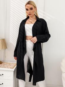 Áo khoác cỡ lớn màu trơn Giải trí - màu đen - Xem 2