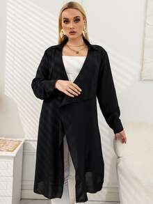 Áo khoác cỡ lớn màu trơn Giải trí - màu đen - Xem 3